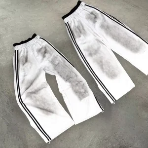 Daili Custom Casual Wide Leg Elastic Waist Vintage Mid Cotton Eco Friendly Breathable Acid Wash Trouser Men’s Pants