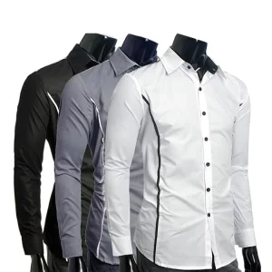 Daily Mens Shirts Causal Autumn Long Sleeve Patchwork Dress Shirt for Men Muscle Fit Shirts