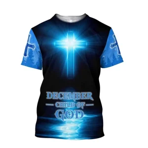 December Son of God Blue Jesus Unisex Full Print T Shirt Gift for Christians Jesus T Shirt