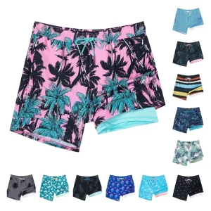 Design Men’s Swim Trunks With Compression Liner 2 in 1 Quick Dry Swimwear Short for Men With Zipper Pockets Street