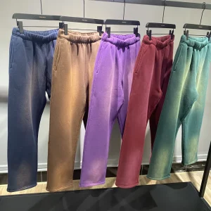 Designer Custom Luxury Mens French Terry Straight Leg Sweatpants Sweat Pants for Men Custom Logo Washed Sweatpants
