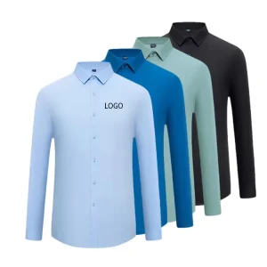 Designer Dress Shirts for Men Custom Logo Button Up Long Sleeve Formal Shirts Breathable Pattern Print for Work
