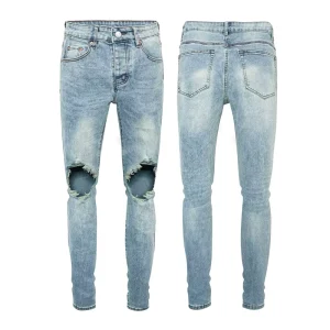 Designer Fashion Stacked Ripped Jeans Men Slim Fit Jeans Men Slim Jeans Men