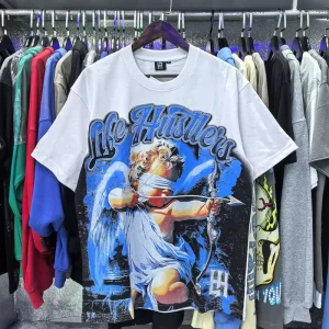 Designer Hot Drilling Letter Printing LH T-shirt Men Clothing Cupid Pattern Life Hustlers T-shirts for Men