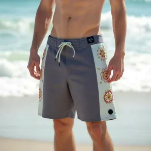 Designer Men’s Beach Shorts with Tropical Embroidery Lightweight Polyester Swimwear Bottoms Comfortable Mens Beach Pants