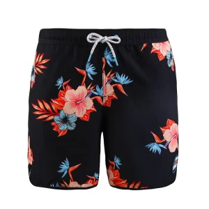Digital Print Board Shorts 4 Way Stretch Fabric Swimwear Custom Logo Elastic Waist Men’s Shorts