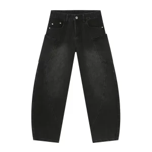 Distressed Jeans Flare Men’s Casual Jeans Breathable Washed Denim Jeans Homme