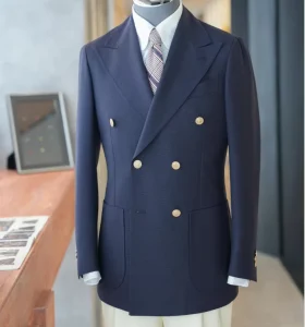 Double Breasted Classic Men Suit for Men Golden Buttons Slim Fit Modern Fit Suits Men 2 Pieces(Blazer+Pants) Factory Custom Made