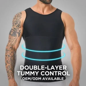 Double Layer Breathable Knitted Firm Tummy Control Men’s Compression Vest Gynecomastia Chest Binder Tight Shapewear Custom Logo