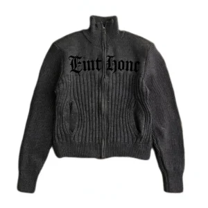 Double Zipper Design Men’s Sweater Custom Logo Gradient Soft Rib Knitted Casual Long Sleeve Knitwear