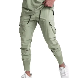 Elastic Waist Ankle Tied Casual Pants Men Long Pants Street Mens Sports Quick Dry Multi Pocket Street Trousers