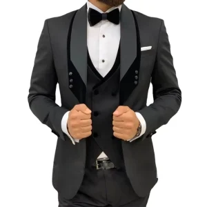 Elegant Black Formal Wedding Men Suit Groom Tuxedo Prom Slim Fit Blazer Hombre High Quality Custom 3 Piece Costume Homme