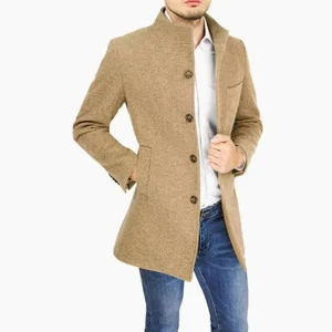 Elegant Jackets Man Single Breasted Man’s Janket Solid Wool Blends Mid-length Trench Coat Long Men’s Coat