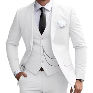 Elegant Mint Green 3 Piece Men’s Suit Groom Tuxedos Business Suits Slim Fit Notch Lapel Blazer Vest Pants for Wedding Party Prom