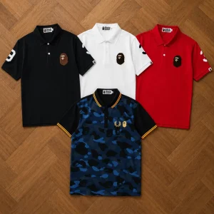 Embroidered Monkey APE Polo Shirts 100% Cotton Unisex Button down Collar Short sleeved Casual Golf Polo Shirts