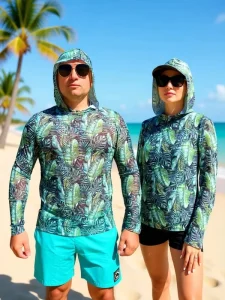 Europe America Cross Border Digital Printed Mesh Casual Fashion Men’s Beach Anti UV Sun Protective One Piece Anti Bacterial
