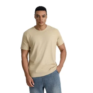European American Men’s 230g Heavyweight 100% Cotton Solid Short Sleeved T Shirt Blank Neck Anti pilling Oversized Casual