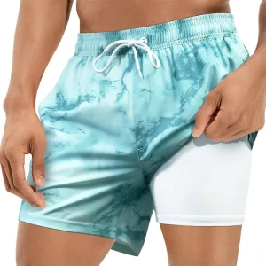 European American Two In One Men’s Anti Embarrassment Loose Quick Drying Boxer Swimsuit L Professional Fitness Swimwear