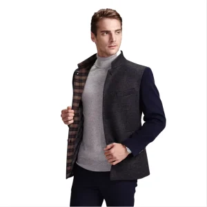 European Men’s Waterproof Plus Size Woolen Overcoat Softshell Jacket Parka