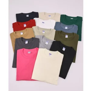 European and American Sizes Men’s Casual Blank Regular Fit Short Sleeve Round Neck T-Shirt with Drop Shoulder 230g Pure Cotton