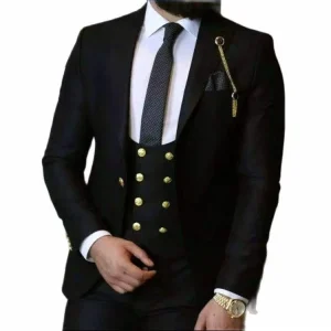 Factory 3 Pieces Royal Blue Classic Men’s Long Double Breasted Groomsmen Prom Wedding Tuxedos Blazer