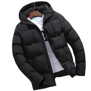 Factory Autumn Winter Men’s Hooded Thick Solid Color Plus Size Casual Jacket Outerwear Zipper Closure 80% Down