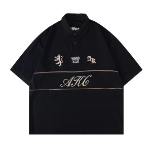 Factory Can Customize Simple High End Texture Versatile Digital Bead Embroidery Casual Men’s Short Sleeved Polo Shirts