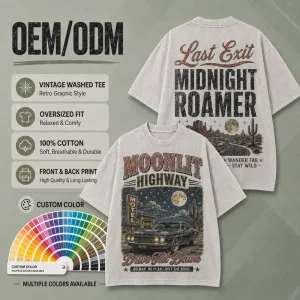 Factory Cotton Heavyweight Regular Fit Casual T-Shirt OEM Custom Printing Black Men’s Vintage Graphic Anti-Wrinkle