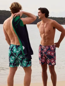 Factory Custom 1 Piece Men’s Swimwear Floral & Letter Print Quick Dry Board Shorts Summer Casual Beach Swim Trunks