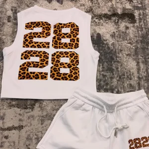 Factory Custom 100% Cotton Street Style Set DTG Digital Print T Shirt and Shorts Custom Hotfix Rhinestone and Embroidery Craft