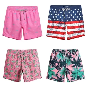 Factory Custom Logo Men’s Fashion Trend Quick-Drying 3D Printed Beach Pants Elastic Waist Cross-Border Swimming Shorts Men
