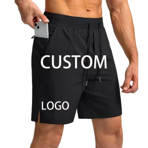 Factory Custom Logo Muscle Men’s Running Shorts Quick drying Solid Color Fitness Sports Shorts Running 7 inch Men’s Gym Shorts