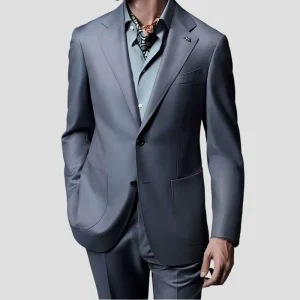 Factory Custom Men’s Business Suit Jacket TR Fabric Plus Size Classic Fit Office Formal 2 Pieces