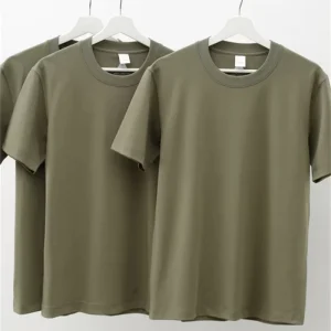 Factory Custom Olive Green Blank T-shirts Summer 100% Cotton Men Plain Short Sleeve Round Neck Men T Shirts