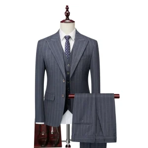 Factory Custom V-Neck Plus Size Breathable Party Wedding Vested Suit Men’s Blazer 3 Piece Business Suit Set for Men
