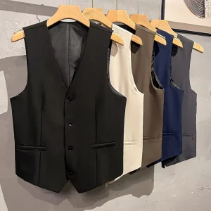 Factory Customizable Men’s Formal Suit Vest V Neck Single Breasted Closure Plus Size for Autumn Work Hotel Clothing