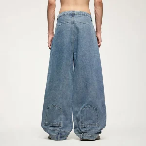 Factory Customized Custom Men Loose Baggy Denim Men’s Jeans Trousers for Men 100% Cotton Faded Black Oversized Fit Denim Jeans