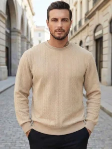 Factory Direct Men’s Breathable and Warm Knit Sweatshirt Solid Neutral Color for All Season Wear