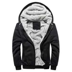 Factory Direct Men’s Casual Solid Zipper Hooded Autumn Winter Baseball Jacket Korean Style Sports Fleece Thickened Coat XXS 6XL