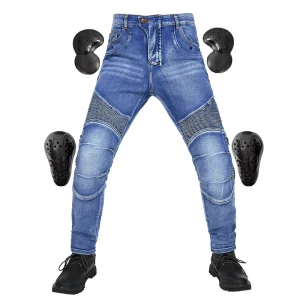 Factory Direct Men’s Motorcycle Riding Racing Jeans Kevlar Anti-Fall High Elastic Summer Casual Pants