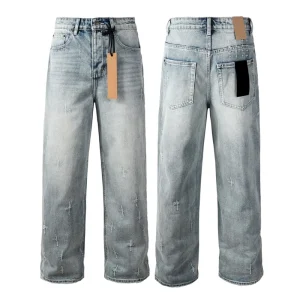 Factory Direct Monogram Embossed Denim Jacquard Jeans Men’s Straight Fit Vintage Jeans