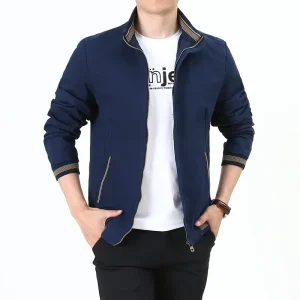 Factory Direct OEM Service Autumn Winter Men’s 100% Cotton Eco Friendly Windproof Solid Color Casual Fleece Jacket Stand Collar