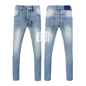 Factory Direct Pantalon Jeans Pour Homme Types of Men’s Jeans of High Quality Print Sky Blue Jeans for Men Slim Fit