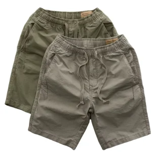 Factory Direct Sale Men Elastic Waist Short Pants Quality Cotton Cargo Casual Shorts Green Cargo Shorts