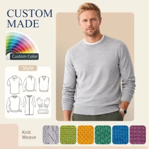 Factory Direct Selling Merino Wool Crew Neck Knit Men’s Sweater Soft Hand Feel Mid Weight Knit for Winter Casual Outfits