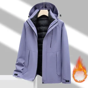 Factory Directly Winter Sports Outdoor Warm Jackets Unisex Stand Collar Zipper Coat Solid Three-In-One Design Jacket