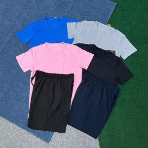 Factory High Quality Men’s Quick Dry Short Sleeve T-Shirt and Shorts Sports Suit for Gym Fitness Running Training