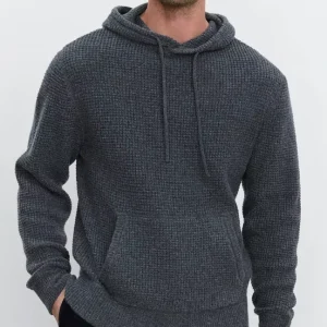 Factory Manufactured Custom Men Sweater Knitwear Cable Knit Cotton Hooded Men Sweater