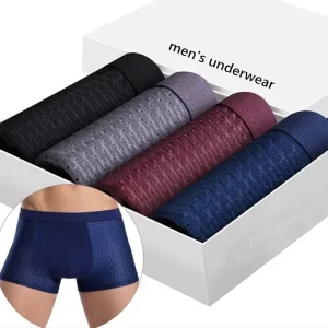 Factory OEM Breathable Men Boxers Briefs Mesh Bamboo Underwear Solid Casual Shorts Man Panties Plus Size