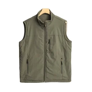 Factory OEM Custom Printed Breathable Waterproof Men’s Outdoor Vest Stand Collar Sleeveless Jacket Zipper Closure